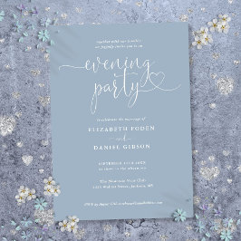 Invitación Corazón de Escritura Azul Polvoriento Boda Fiesta 