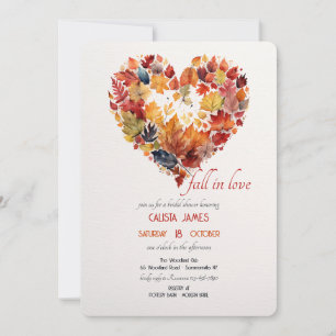 Invitación Corazón de Follaje de Otoño