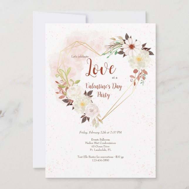 Invitación Corazón de forma rústica (Anverso)