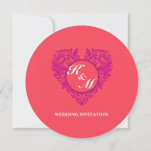 Invitación Corazón de frambuesa y damasco magenta de HeartyPa