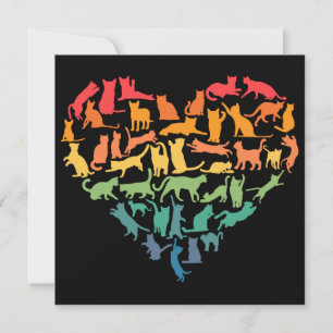 Invitación Corazón de gatos Mascotas coloridos