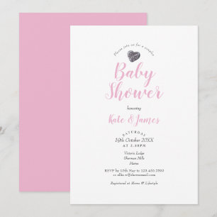 Invitación Corazón de guijarro lindo parejas baby shower / Sp