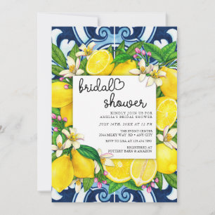 Invitación Corazón de guión precioso   Limón   Ducha de novia