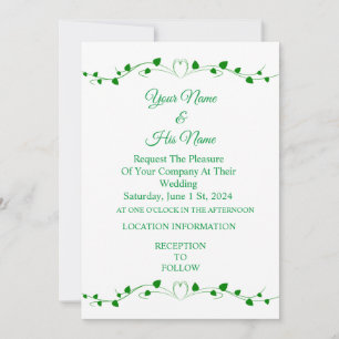 Invitación Corazón de hiedra verde enredadera Thunder_Cove 