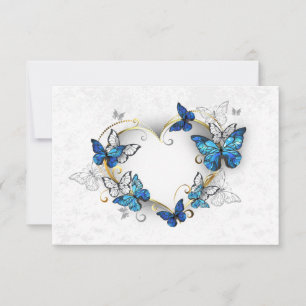 Invitación Corazón de joyas con mariposas Morfo