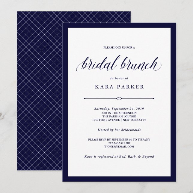 Invitación Corazón de la Armada | Brunch Bridal Elegante (Anverso / Reverso)