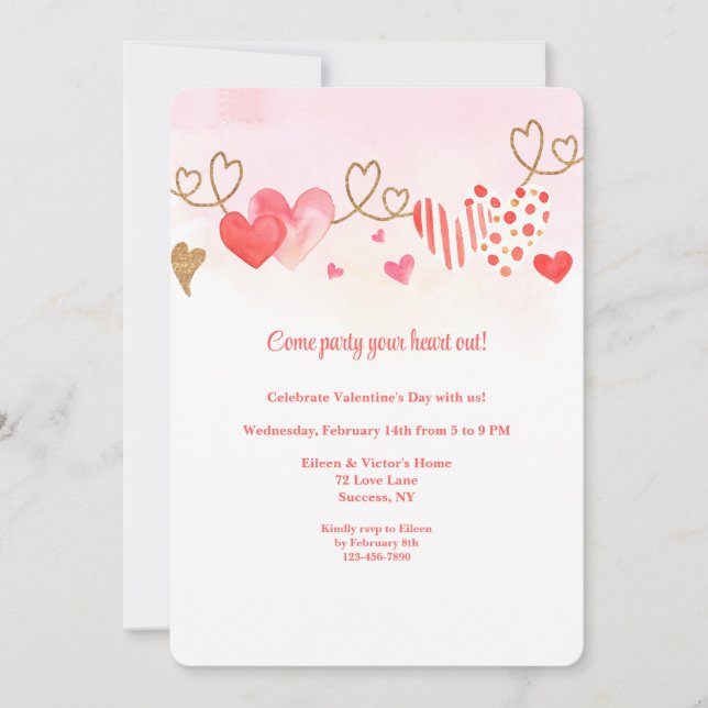 Invitación Corazón de la frontera de San Valentín (Anverso)