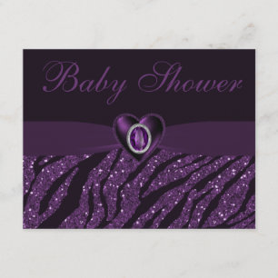 Invitación Corazón de la joya y purpurina impresos Baby