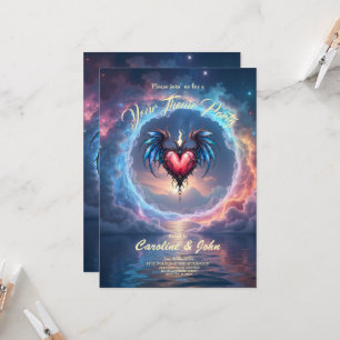 Invitación Corazón de la Luna Llamativo – Amor Cósmico Gótico