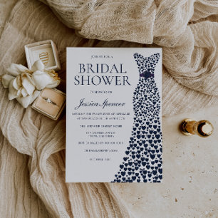 Invitación Corazón de la Marina Vestido Elegante Ducha Bridal