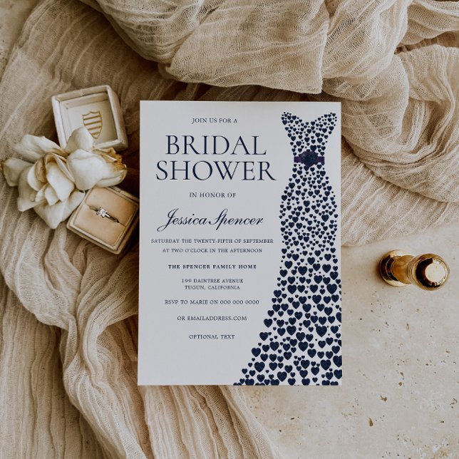 Invitación Corazón de la Marina Vestido Elegante Ducha Bridal (Subido por el creador)