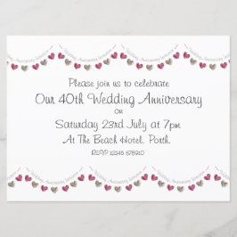 Invitación Corazón de lana banderín 40º Aniversario de Bodas 