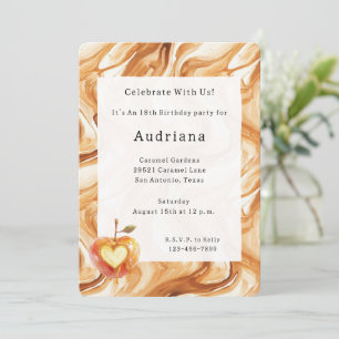 Invitación Corazón de manzana de crema de caramelo Cumpleaños
