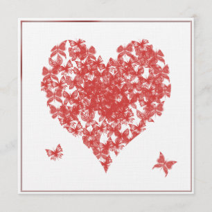 Invitación Corazón de Mariposa Rosa Caqui Aniversario