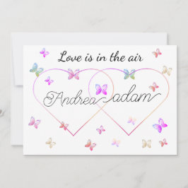 Invitación corazón de mariposas voladoras modernas