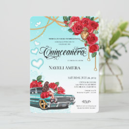 Invitación Corazón de Milagros Lowrider Chola Chicana Quince