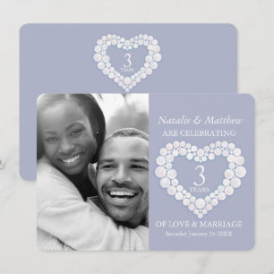 Invitación Corazón de Moonstone foto de boda 3 años fiesta