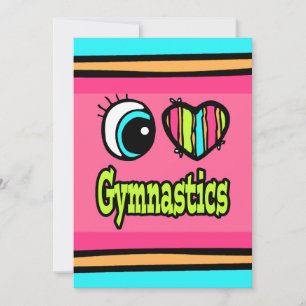 Invitación Corazón de Ojo Brillante Amo la Gimnasia
