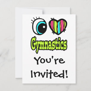 Invitación Corazón de Ojo Brillante Amo la Gimnasia