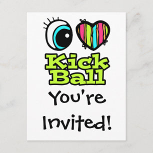 Invitación Corazón de Ojo Brillante Amo Patear Pelota