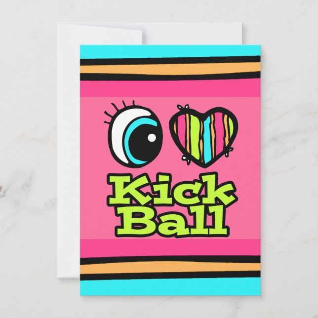 Invitación Corazón de ojos brillante me encanta Kick Ball (Anverso)