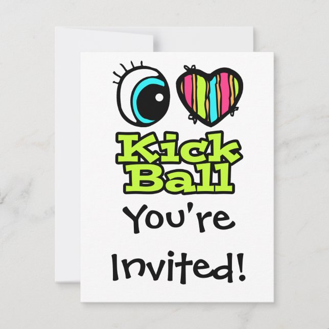 Invitación Corazón de ojos brillante me encanta Kick Ball (Anverso)