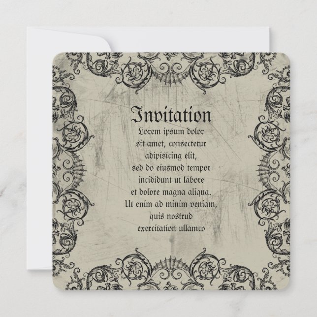 Invitación Corazón de ornamento grotesco (Anverso)