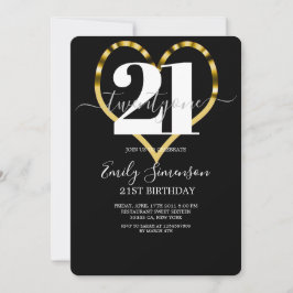 Invitación Corazón de oro moderno Minimalista 21 cumpleaños