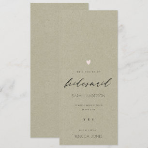 Invitación CORAZÓN DE ORO SIMPLE KRAFT TIPOGRAFÍA Dama de hon