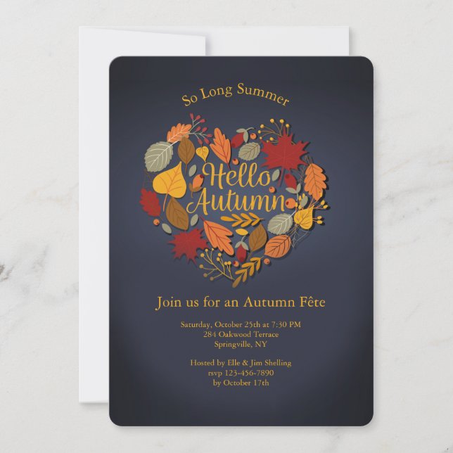 Invitación Corazón de Otoño (Anverso)