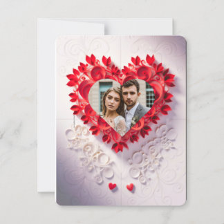 Invitación Corazón de papel rojo corte láser guardar la fecha