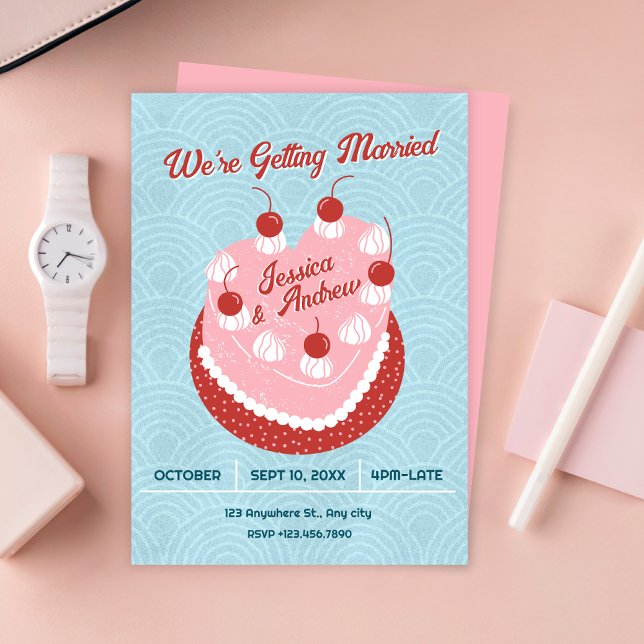Invitación Corazón de pastel adorable boda (Subido por el creador)