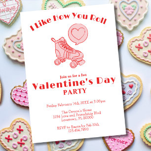 Invitación Corazón de patines de ruedas Día de San Valentín f