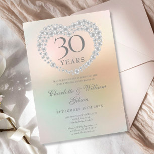 Invitación Corazón de Perla Hermoso 30 Aniversario de Boda