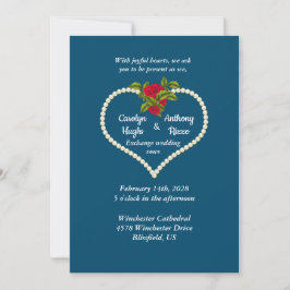 Invitación Corazón de Perla y Rosas Rojas Boda de San Valentí