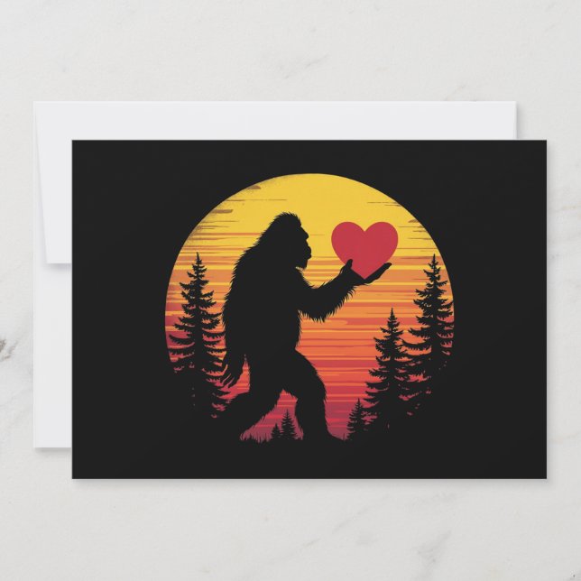 Invitación Corazón de pie grande Valentines aman el atardecer (Anverso)