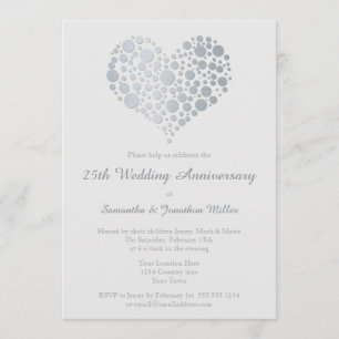 Invitación Corazón de plata aniversario de bodas de plata fal