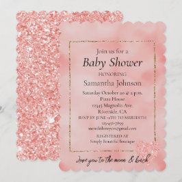 Invitación Corazón de Purpurina Rosa Salmón Amor