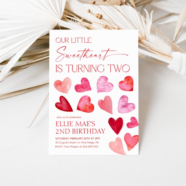 Invitación Corazón de San Valentín 2° cumpleaños (Subido por el creador)