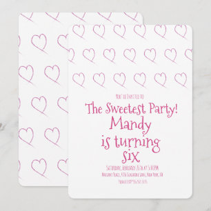 Invitación Corazón de San Valentín Minimalista Garabatos de C