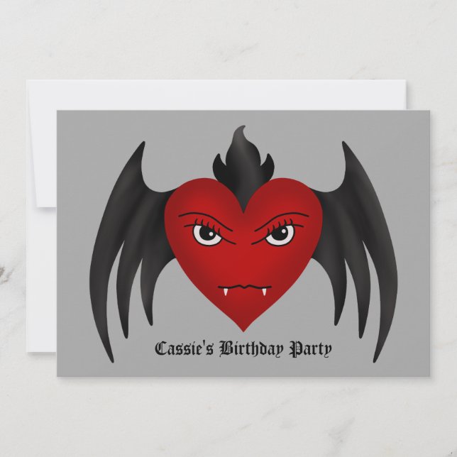 Invitación Corazón de vampiros gótico lindo todas las ocasion (Anverso)