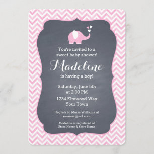 Invitación Corazón del elefante rosado