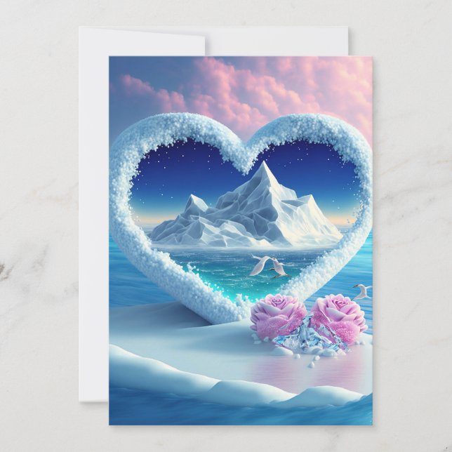 Invitación Corazón del glaciar: Invitati, Boda de encanto pol (Anverso)