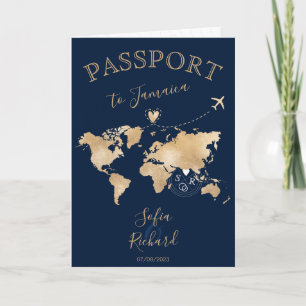 Invitación Corazón del mapa mundial del pasaporte de destino 