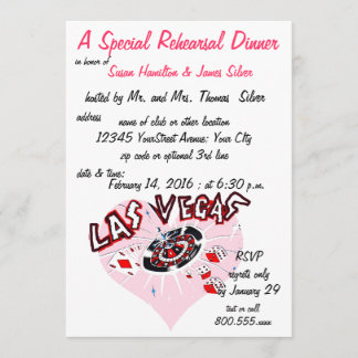 Invitación Corazón del rosa del tema del casino de la cena