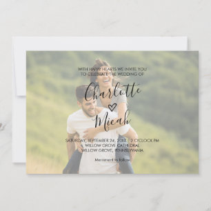 Invitación Corazón dibujado a mano   Boda fotográfico horizon