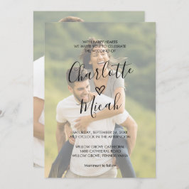 Invitación Corazón dibujado a mano | Faded Photo El Boda De
