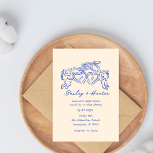 Invitación corazón dibujado a mano pareja Boda Caprichosa