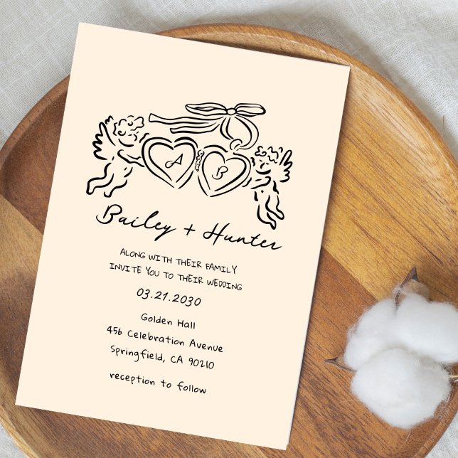 Invitación corazón dibujado a mano pareja Boda Caprichosa (Subido por el creador)