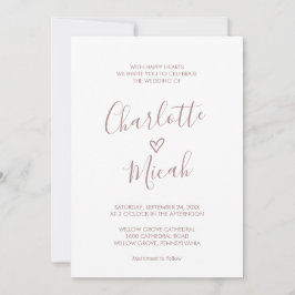 Invitación Corazón dibujado a mano | Rubor Rosa El Boda De